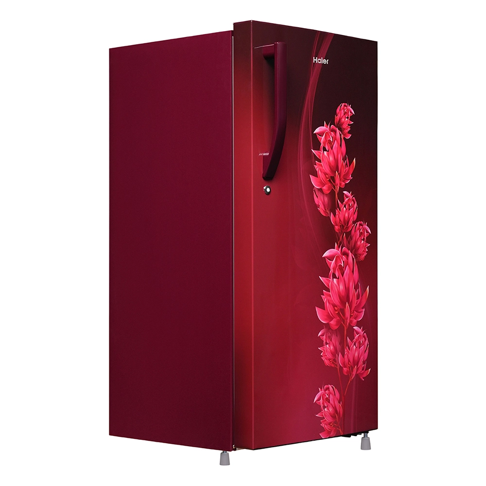 Haier 190L 1 Star Direct Cool Single Door Refrigerator with Toughened Glass Shelf in Stunning Red Fire finish HRD-2101CRF-P